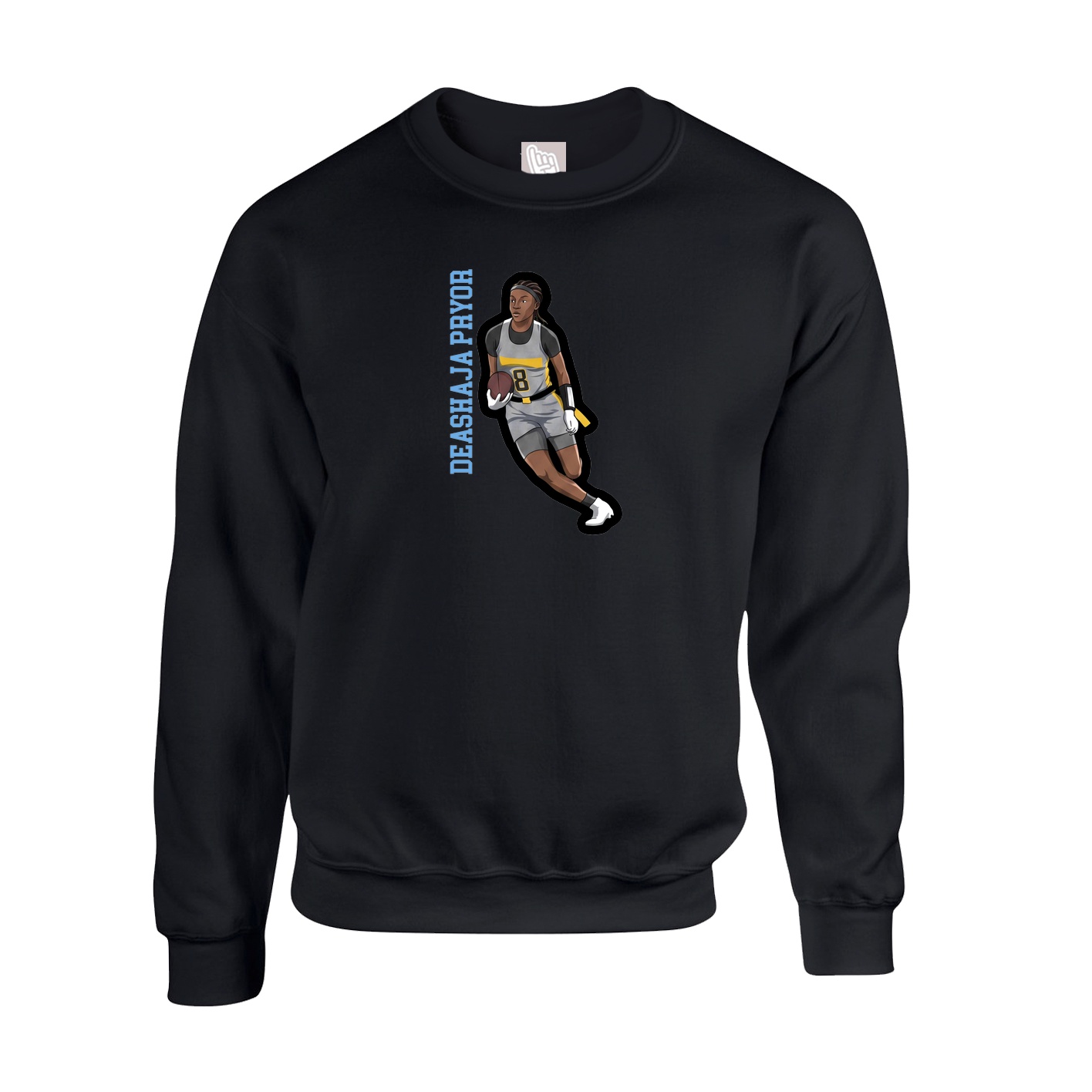 Fleece Crew — Name Vertical in Black