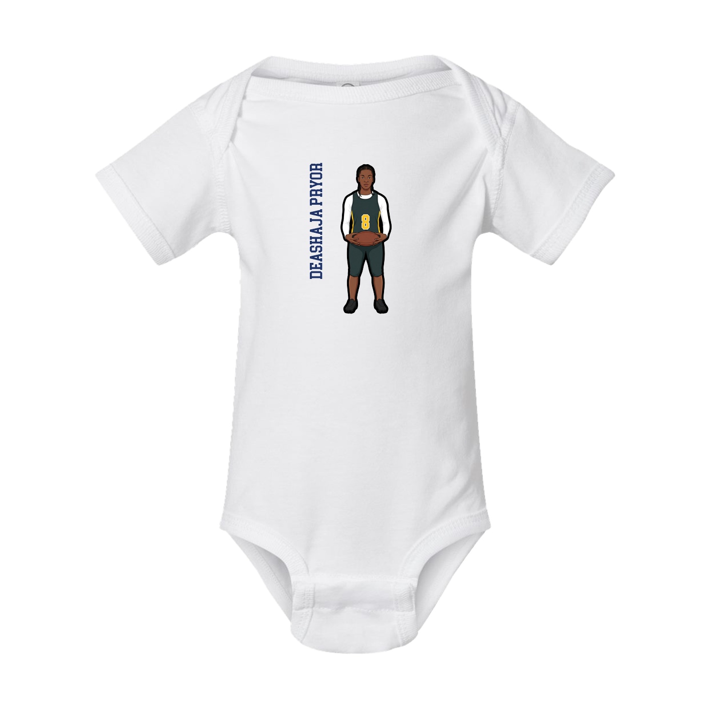Baby Onesie — Name Vertical in White