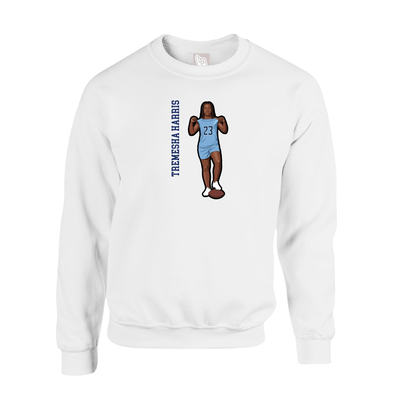 Fleece Crew — Name Vertical in White