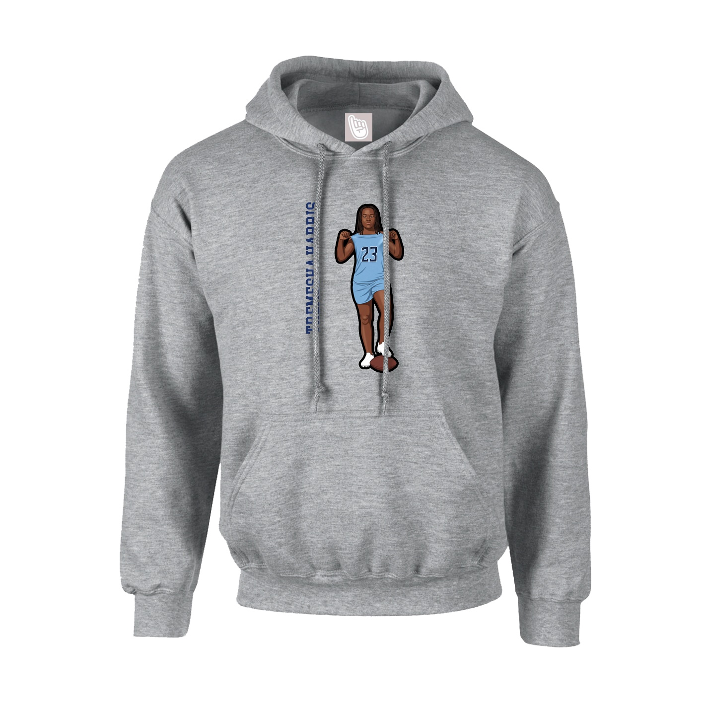 Youth Hoodie — Name Vertical in Grey