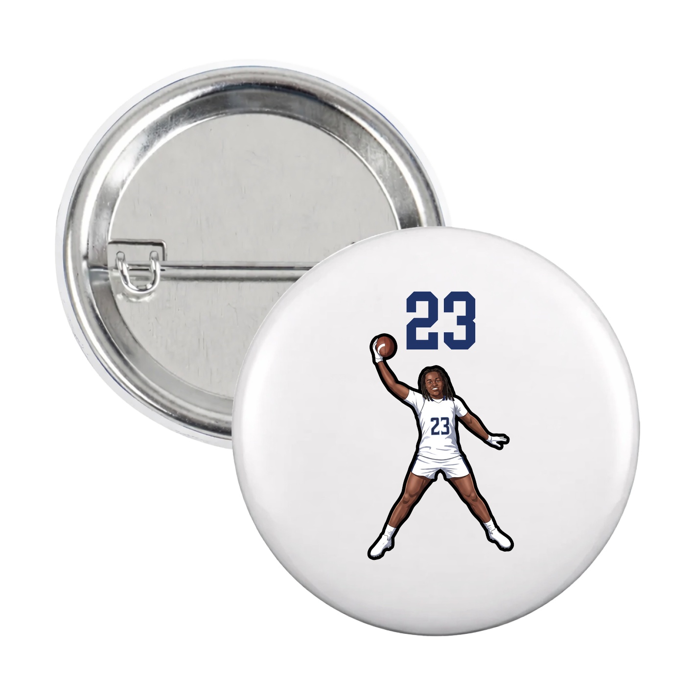 Game Day Button — Number Top in White
