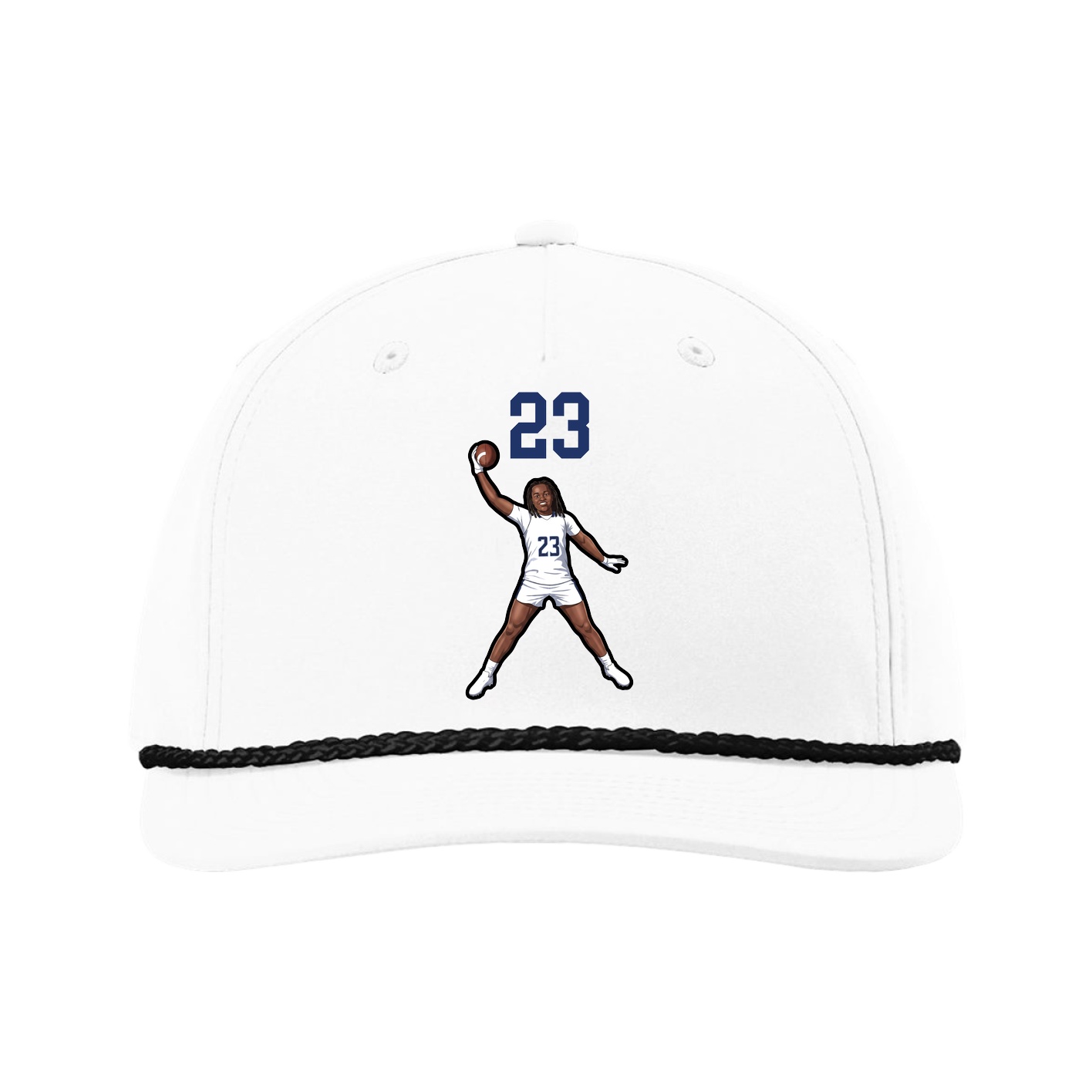 Five-Panel Classic Rope Cap — Number Top in White