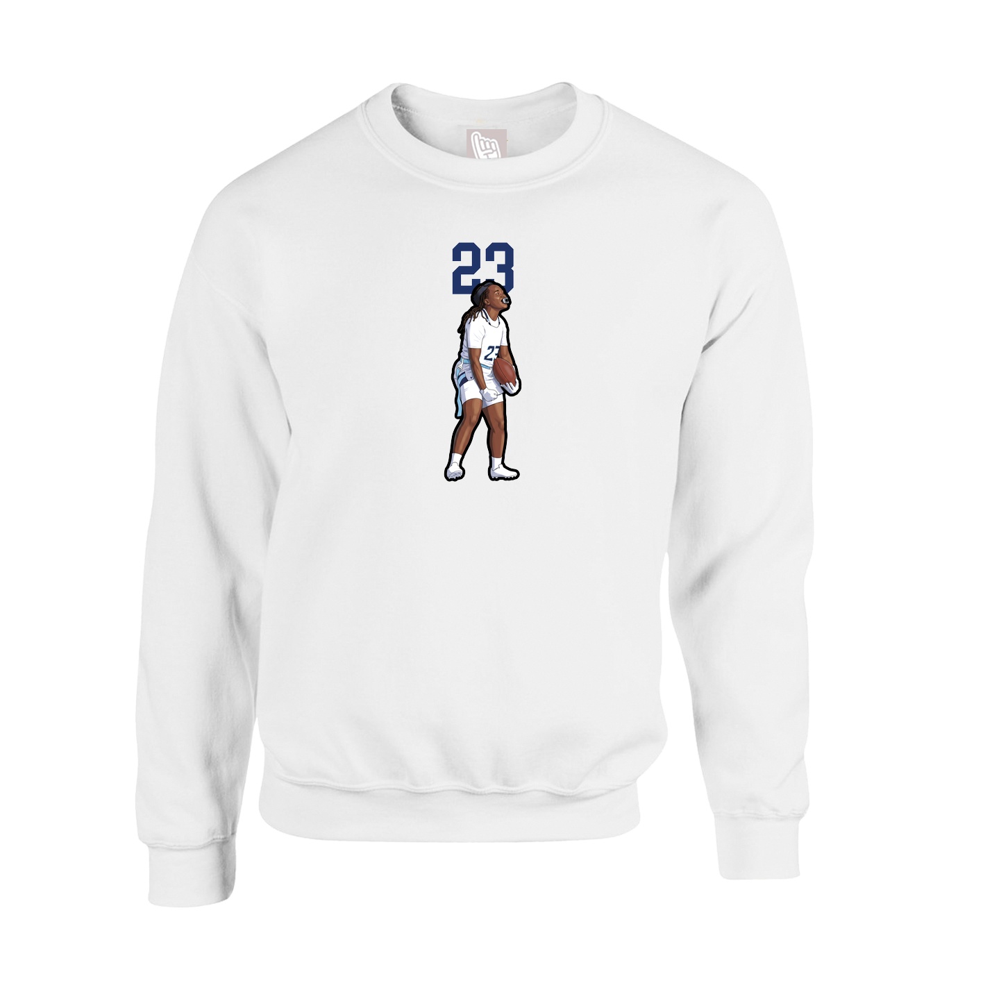 Fleece Crew — Number Top in White