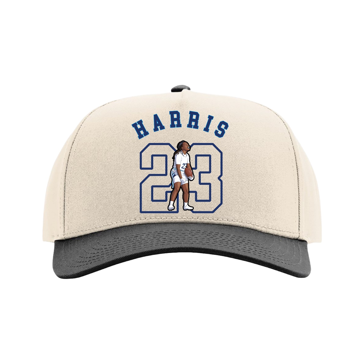 Full Fabric Five-Panel Champ Cap — Shirsey Arch in Cream/Black