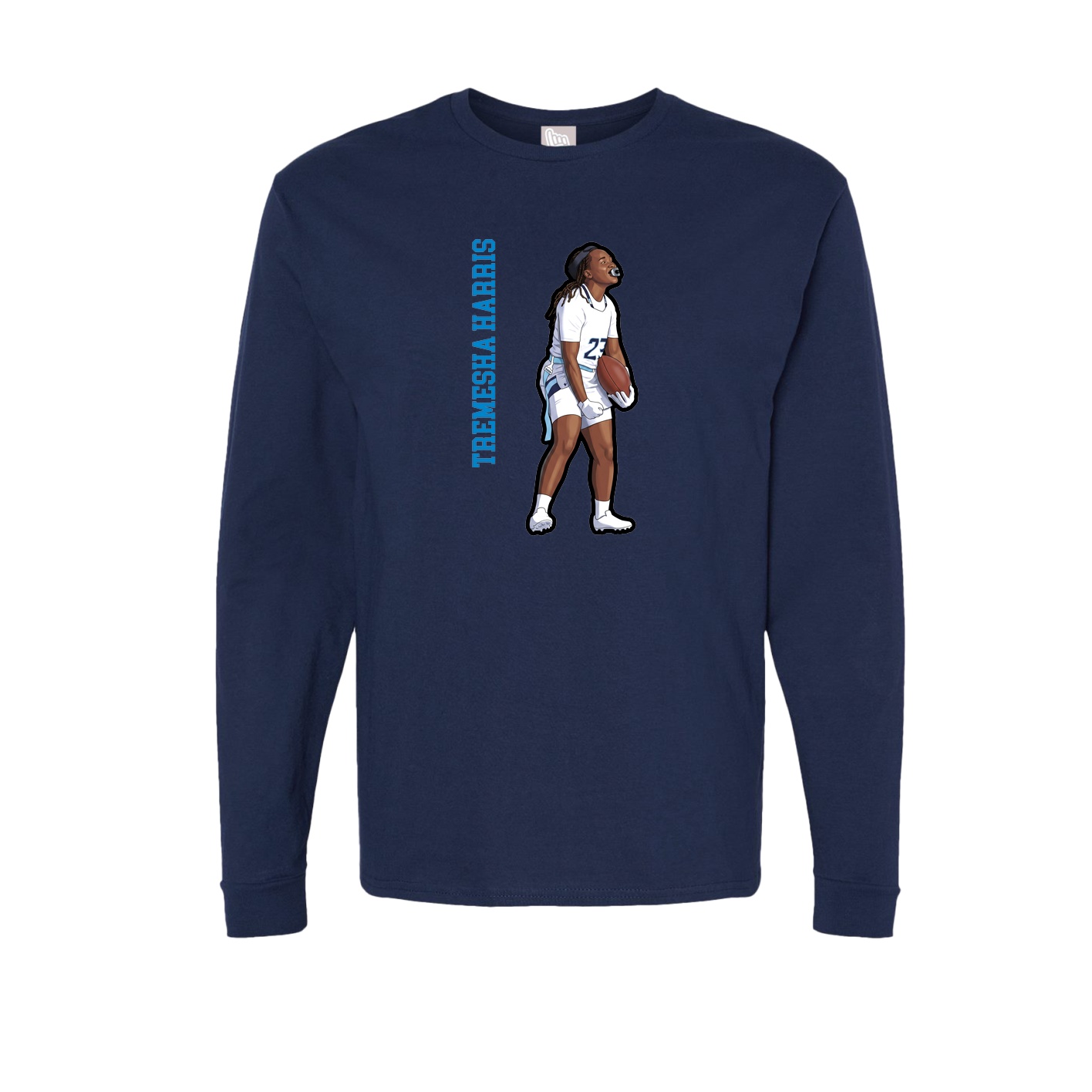 Long Sleeve Tee — Name Vertical in Navy