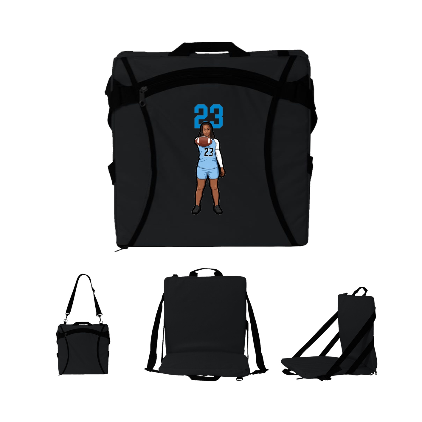 Folding Stadium Seat — Number Top in Black