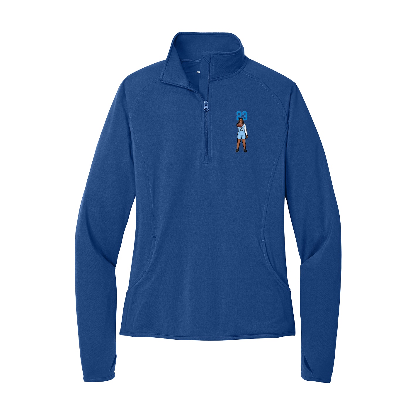 Women's Q-Zip Pullover — Number Top in Royal