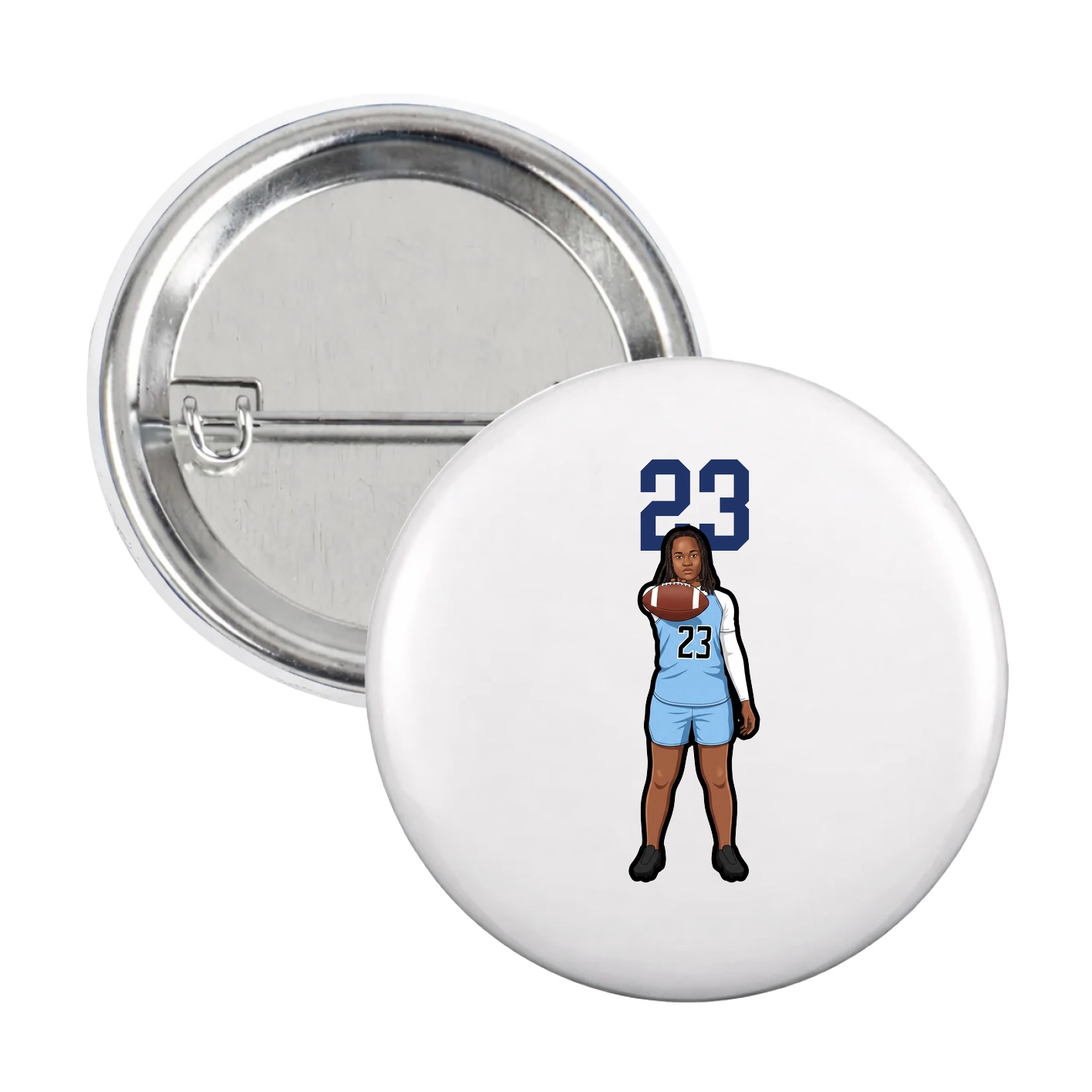 Game Day Button — Number Top in White