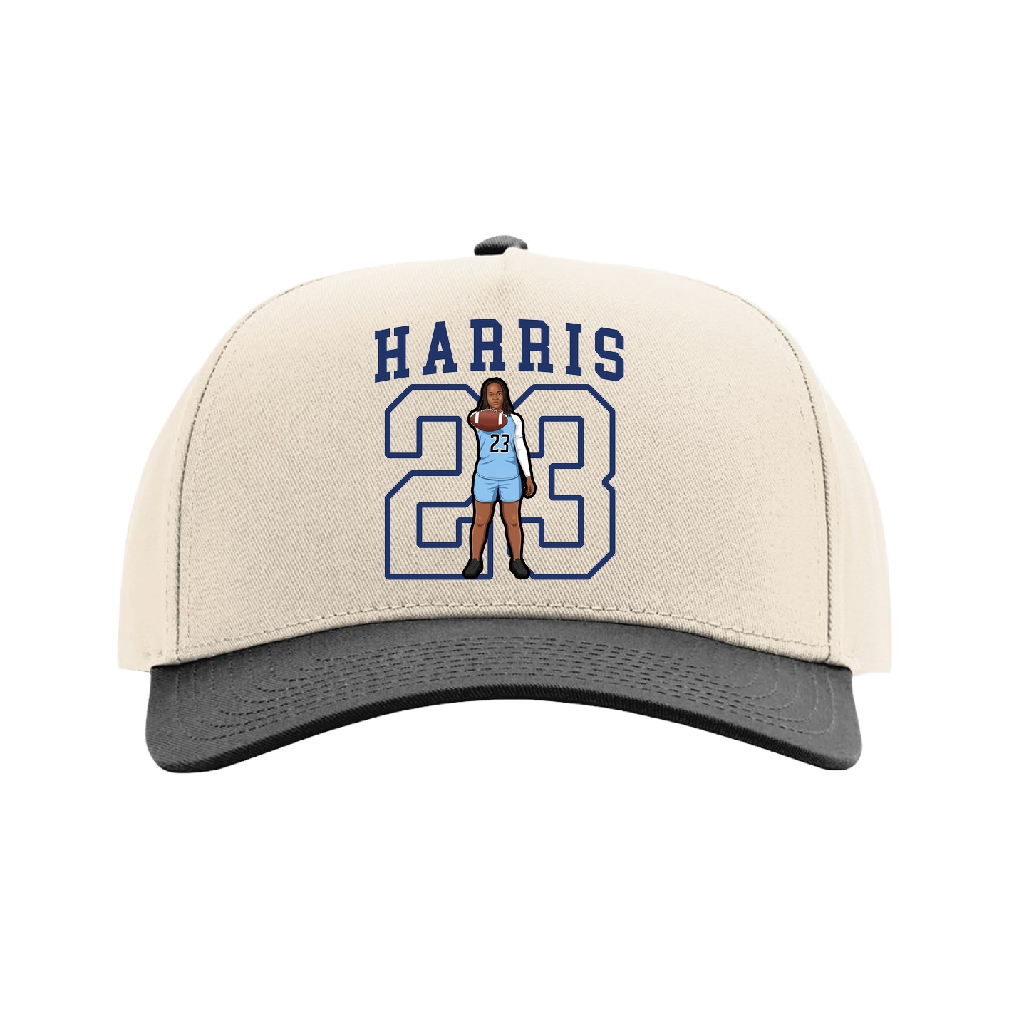 Full Fabric Five-Panel Champ Cap — Shirsey in Cream/Black