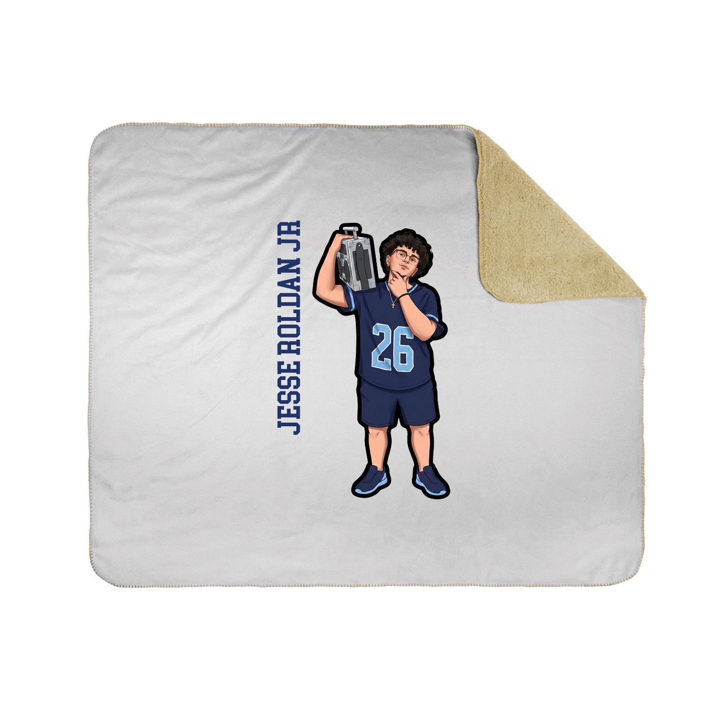 Throw Blanket — Name Vertical in White