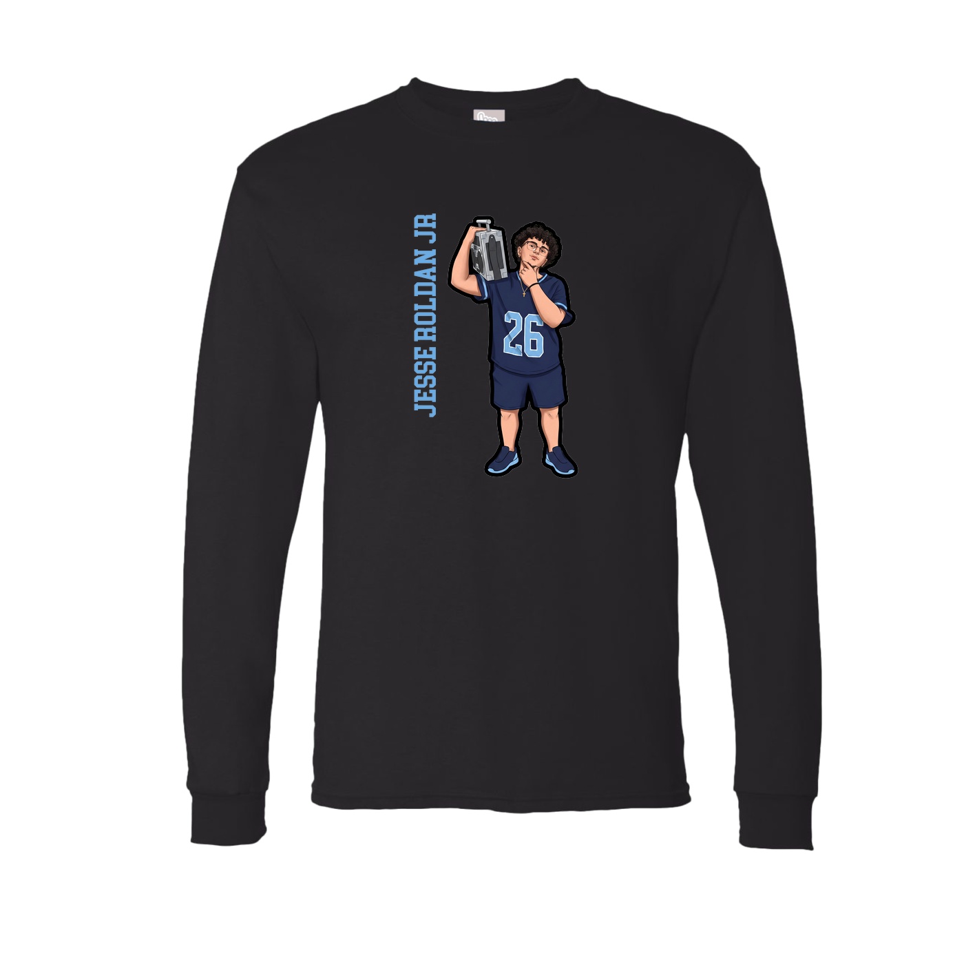 Long Sleeve Tee — Name Vertical in Black