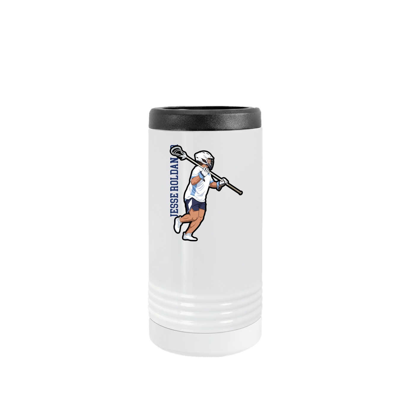 Slim Beverage Holder — Name Vertical in White