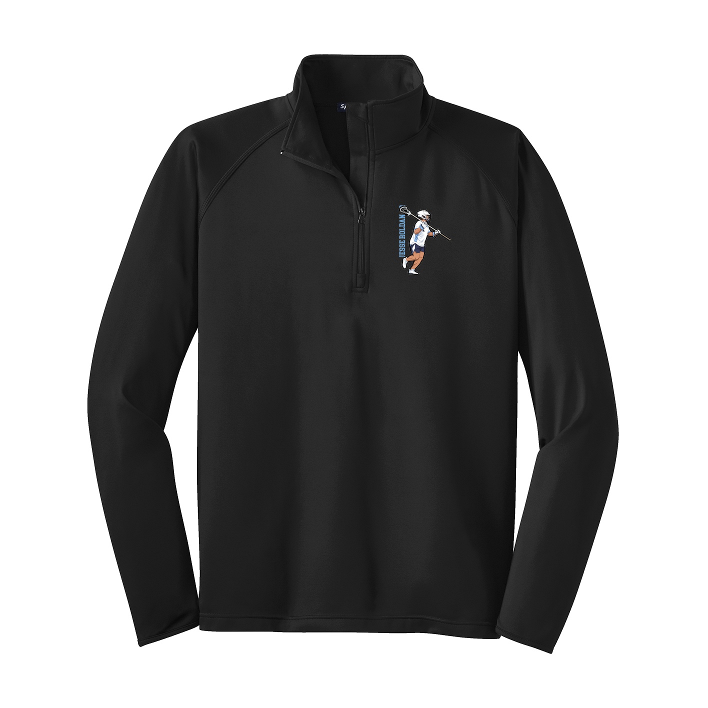 Q-Zip Pullover — Name Vertical in Black