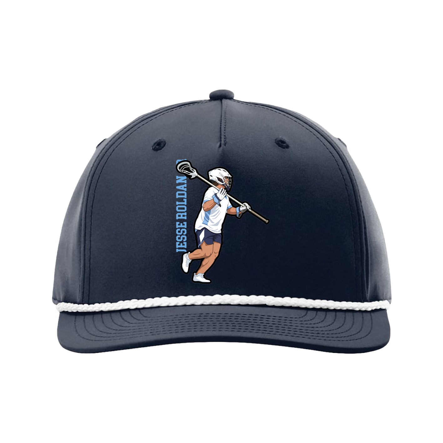 Five-Panel Classic Rope Cap — Name Vertical in Navy