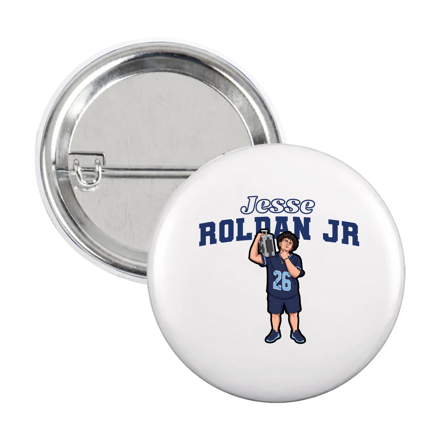 Game Day Button — Name Arch in White
