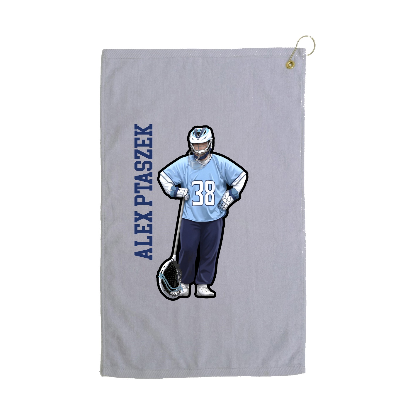 Golf Towel — Name Vertical in Grey