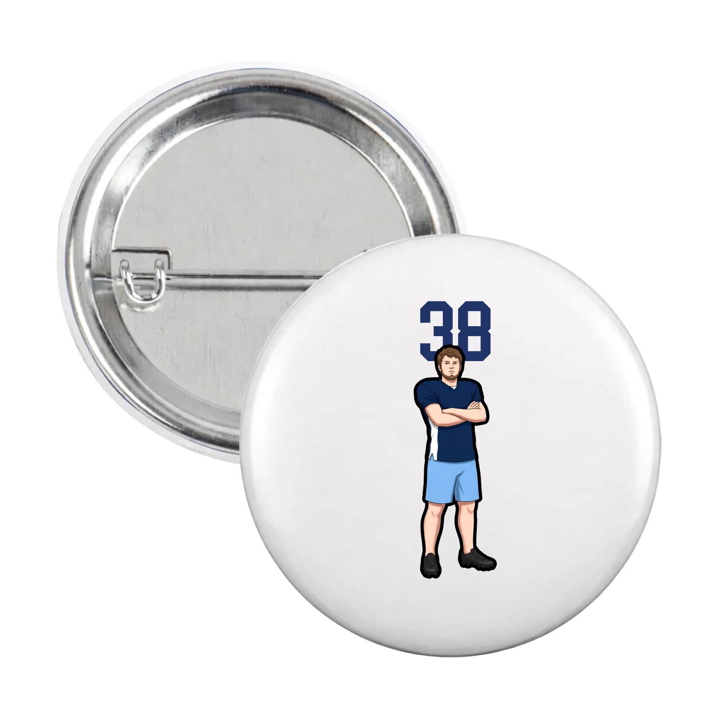 Game Day Button — Number Top in White