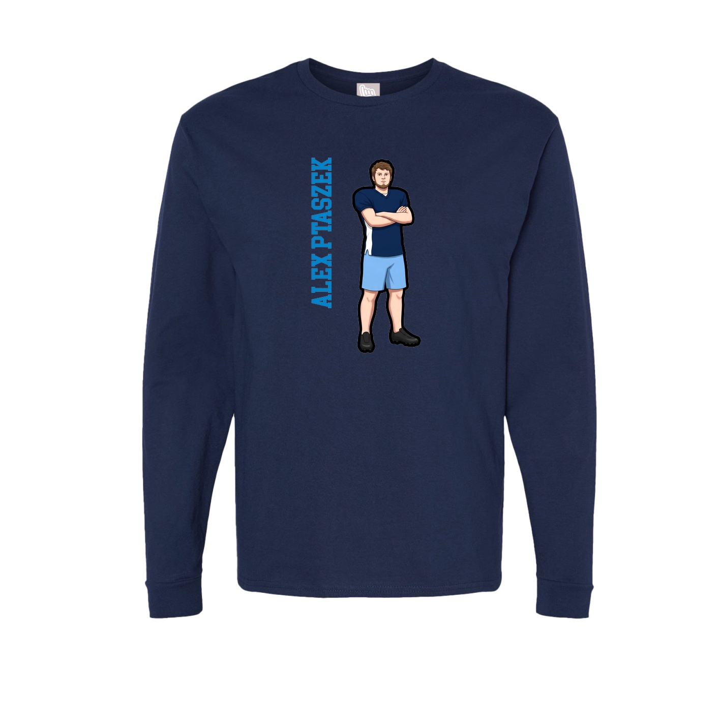 Long Sleeve Tee — Name Vertical in Navy