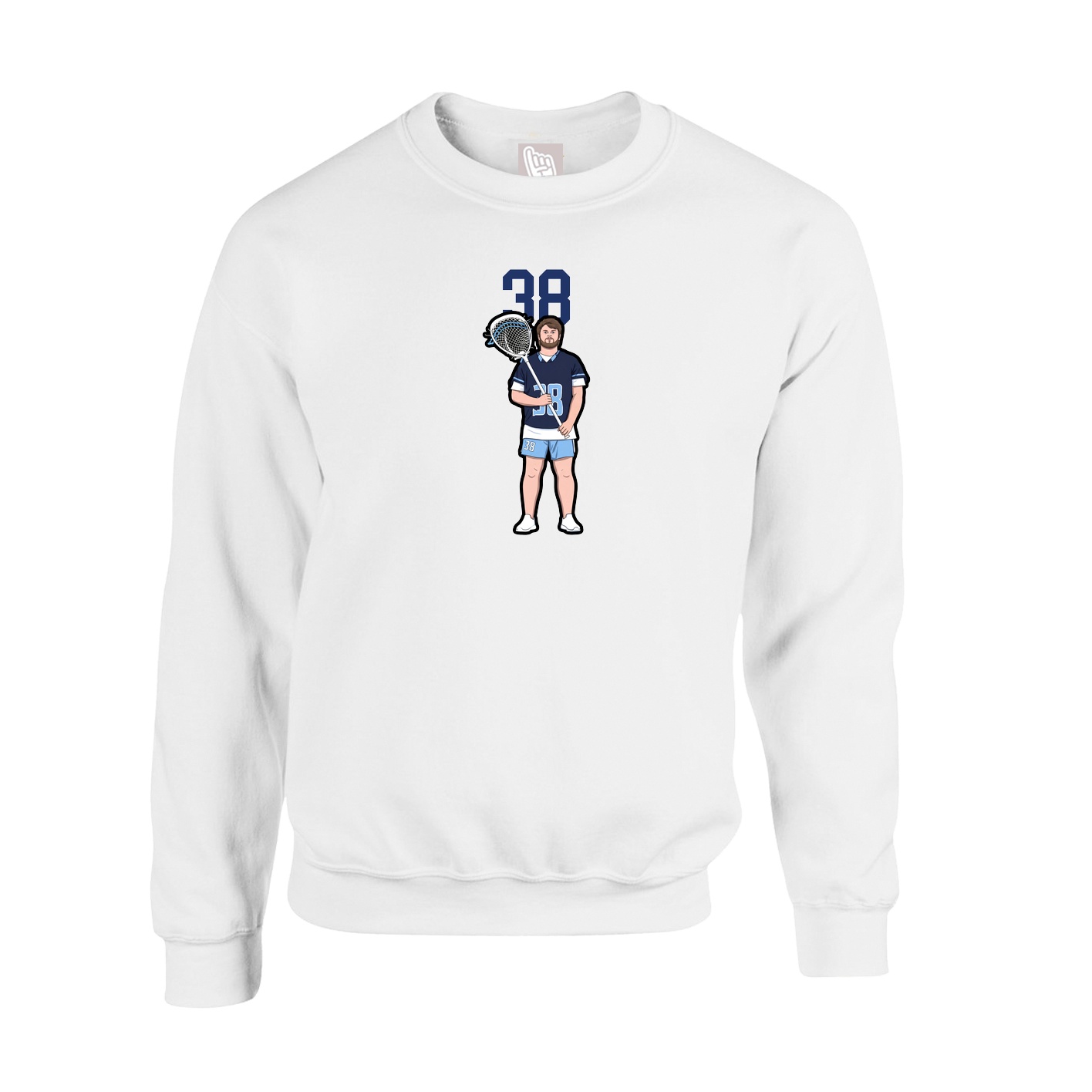 Fleece Crew — Number Top in White