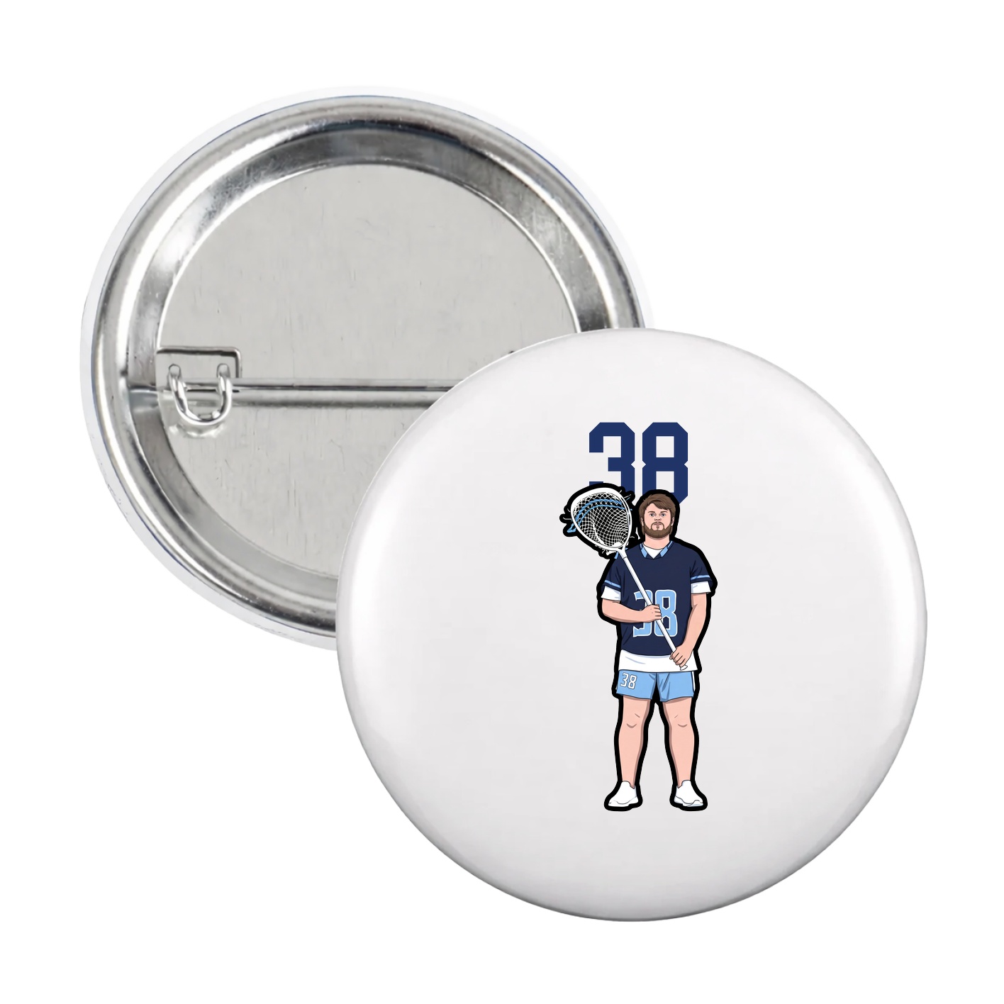 Game Day Button — Number Top in White