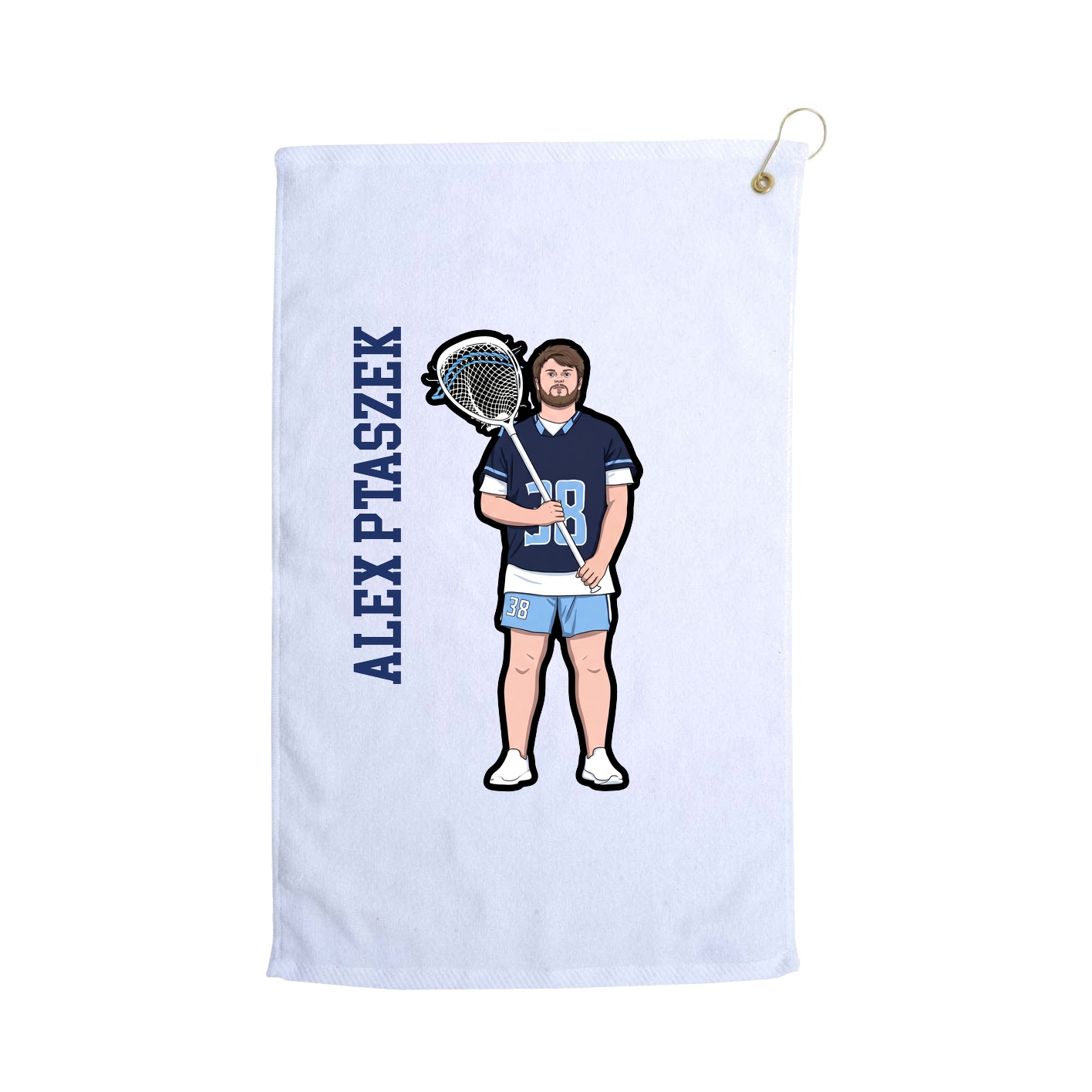 Golf Towel — Name Vertical in White