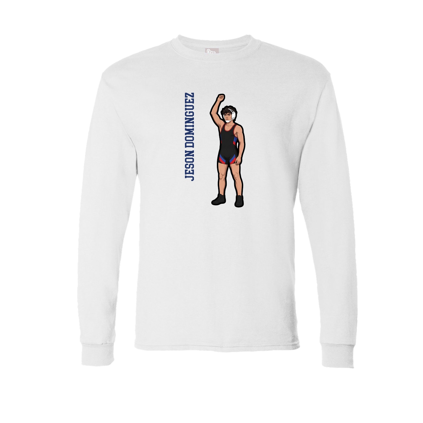 Long Sleeve Tee — Name Vertical in White