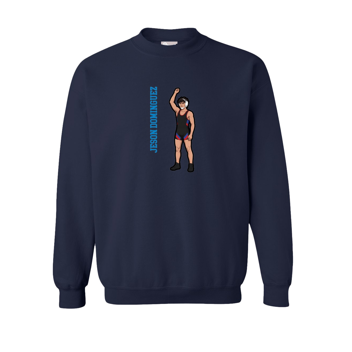 Fleece Crew — Name Vertical in Navy