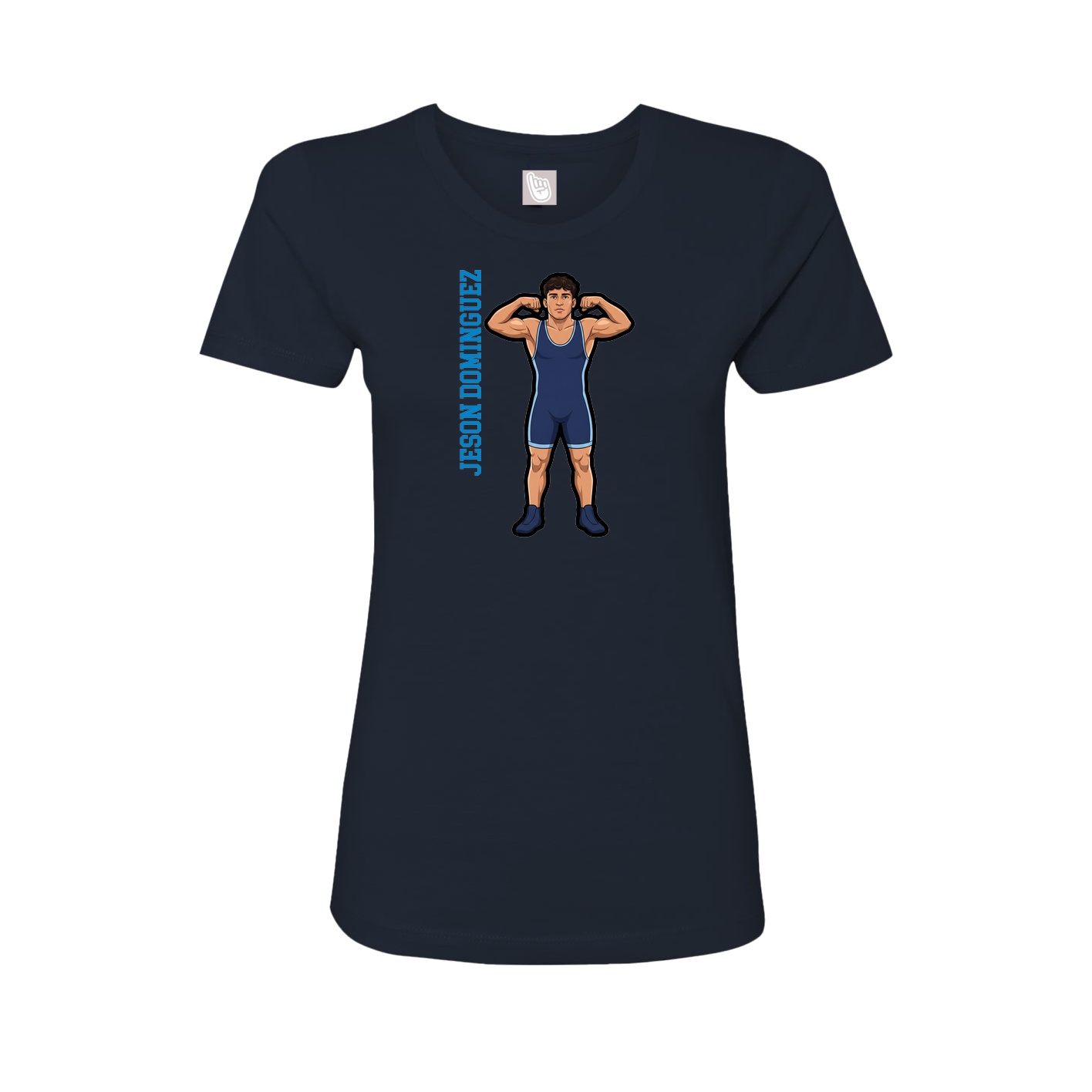 Fitted Women's Tee — Name Vertical in Navy