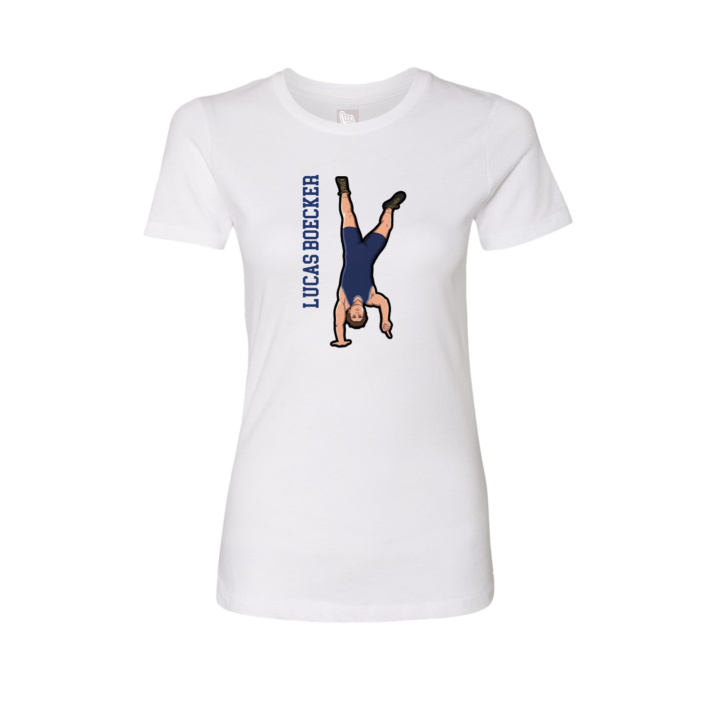 Fitted Women's Tee — Name Vertical in White