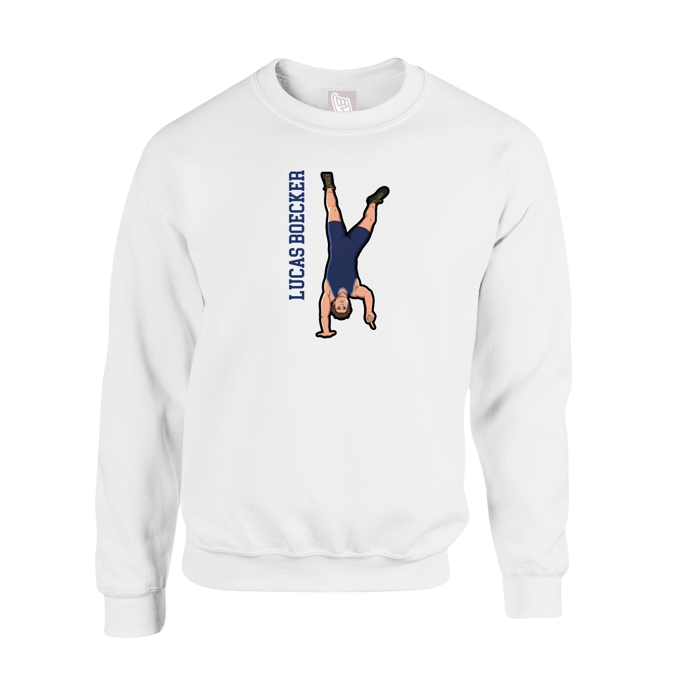 Fleece Crew — Name Vertical in White