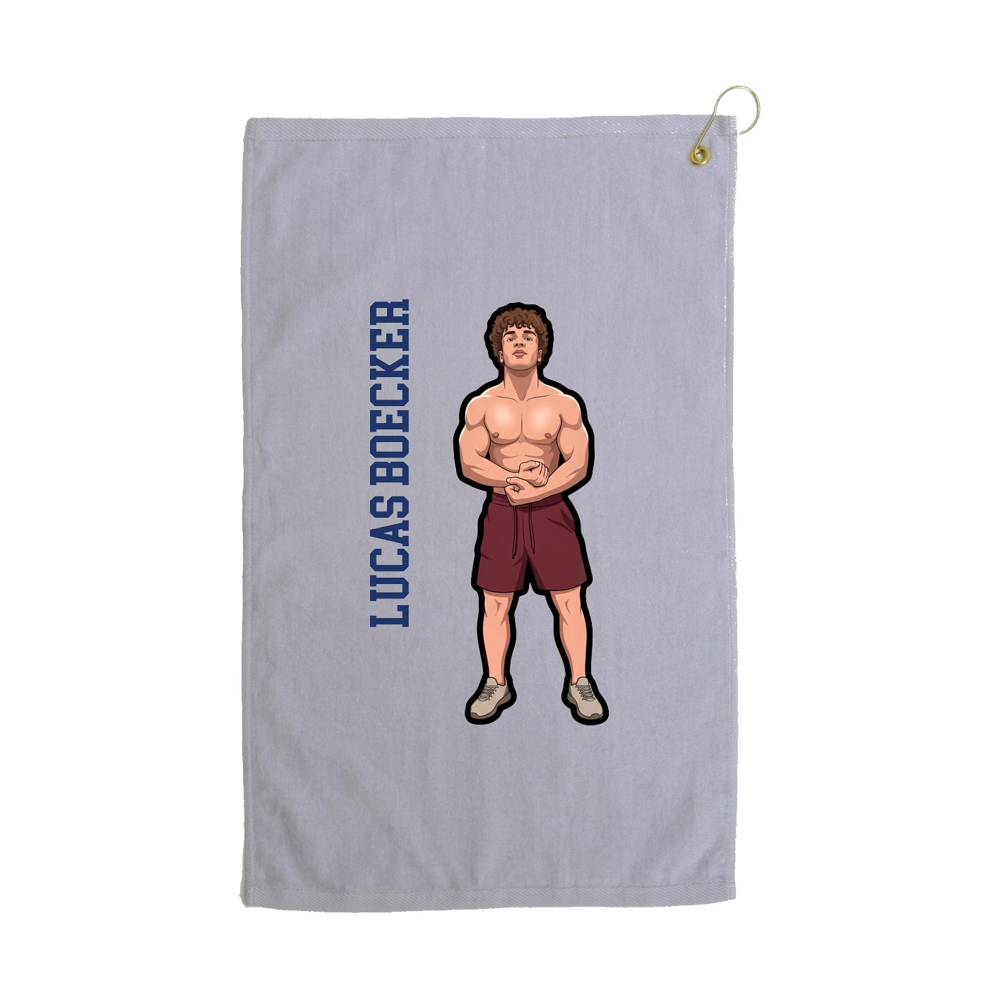 Golf Towel — Name Vertical in Grey