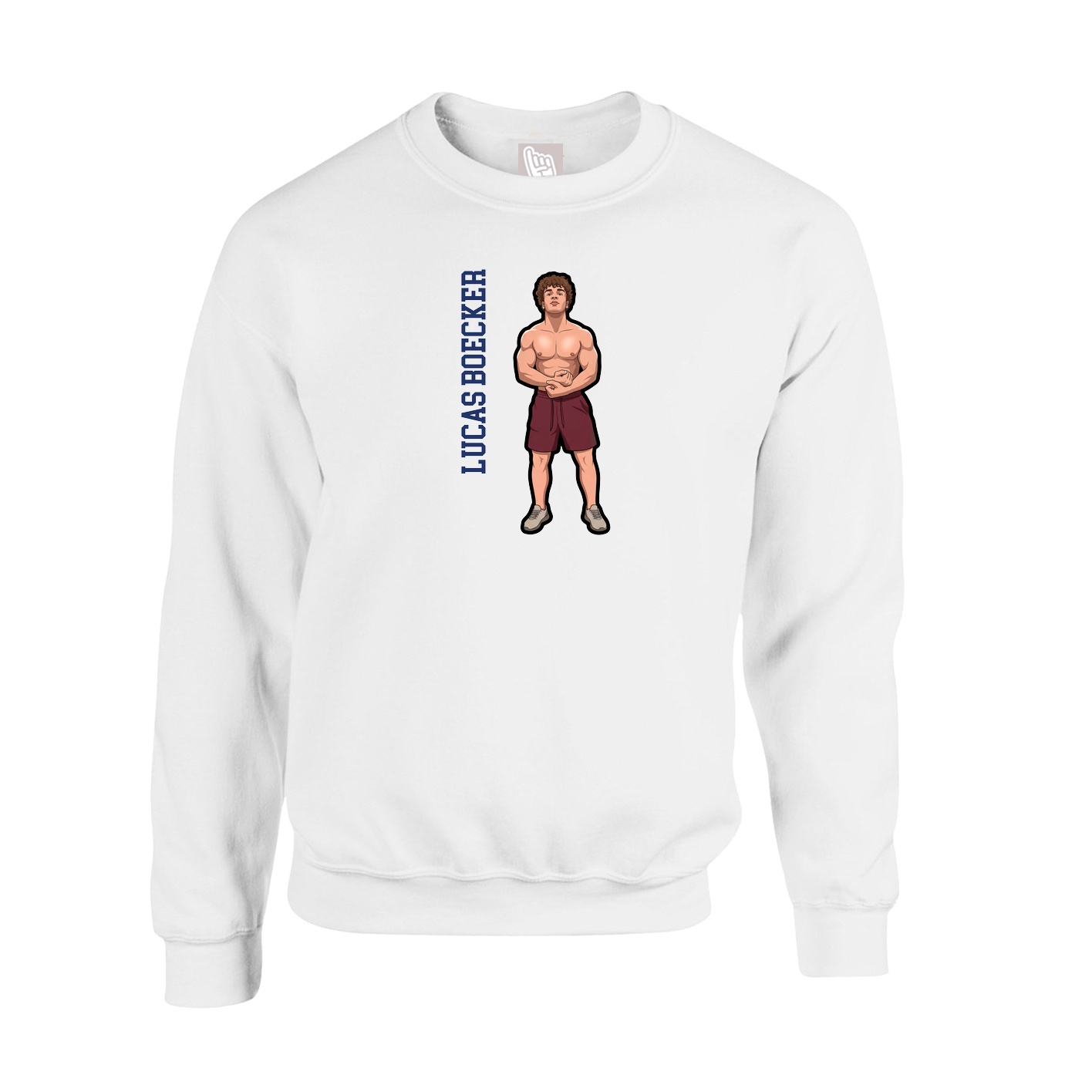 Fleece Crew — Name Vertical in White