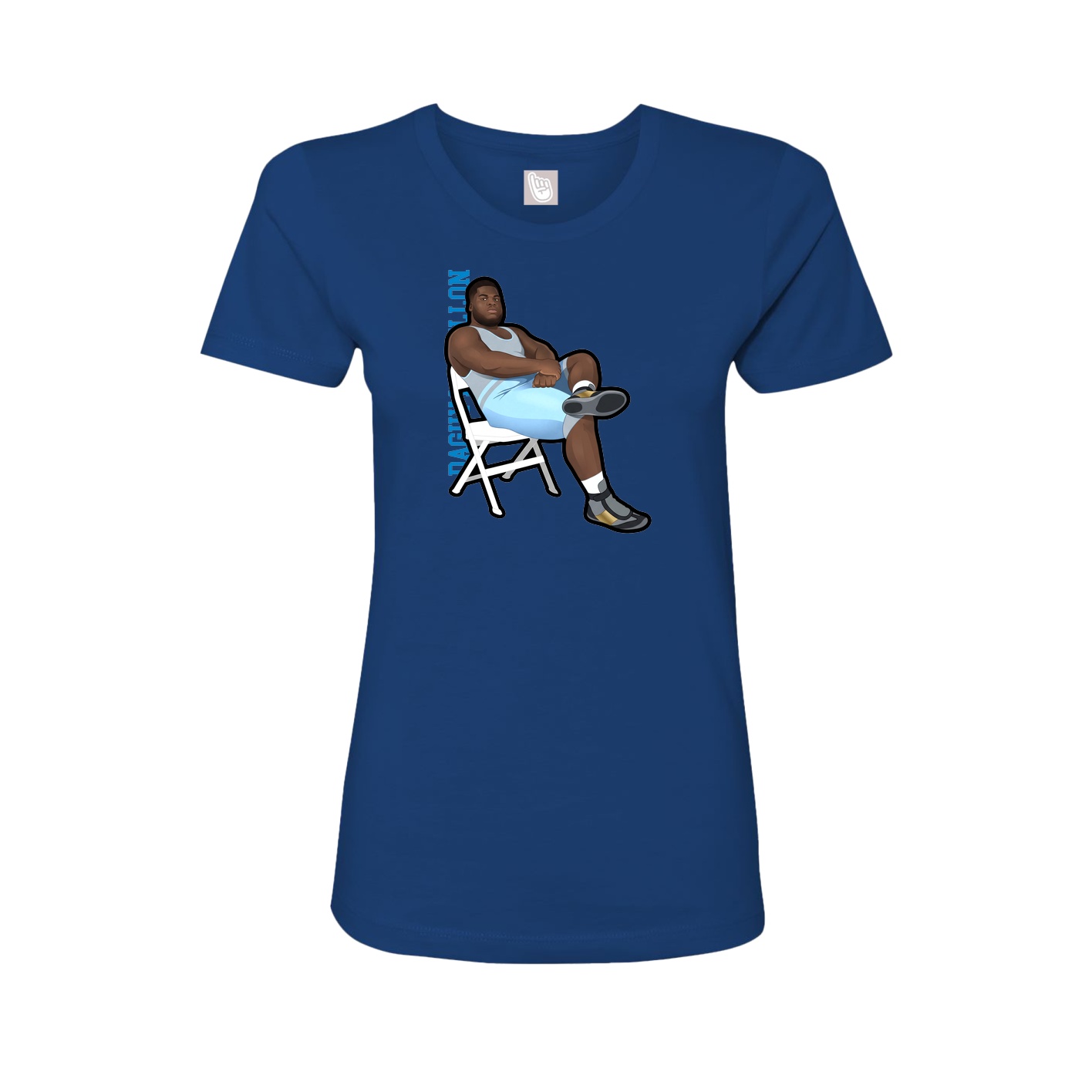 Fitted Women's Tee — Name Vertical in Royal