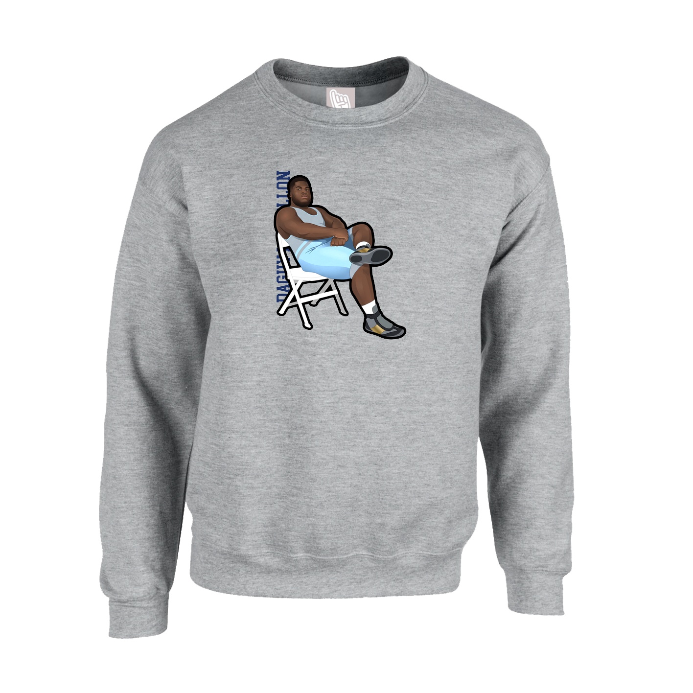 Fleece Crew — Name Vertical in Grey
