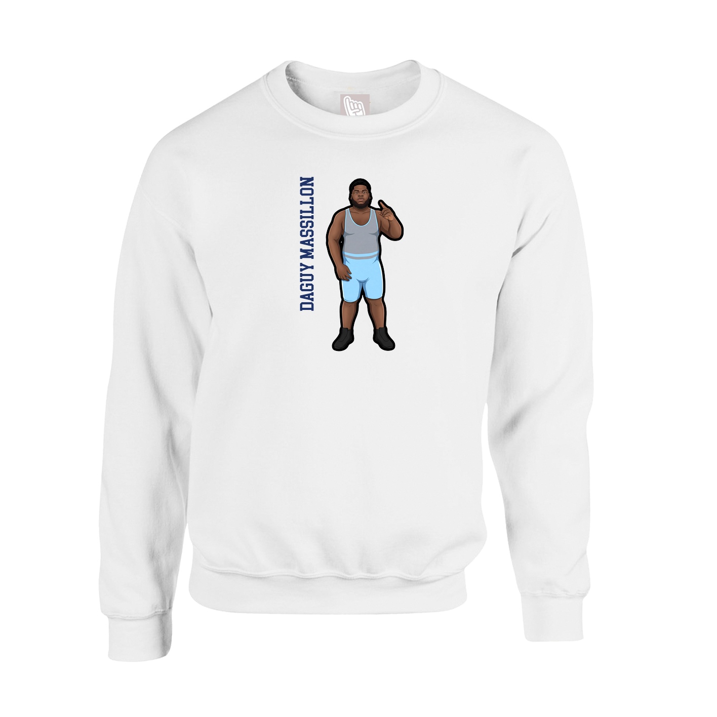 Fleece Crew — Name Vertical in White