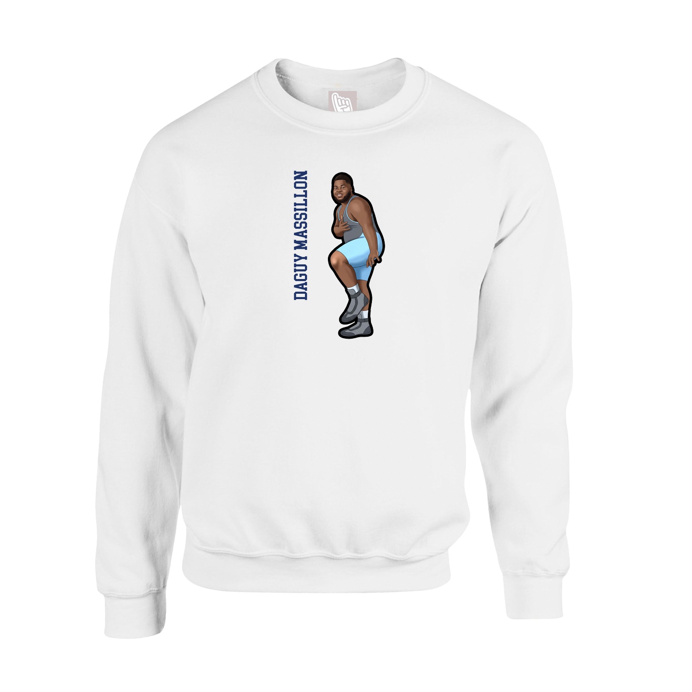 Fleece Crew — Name Vertical in White