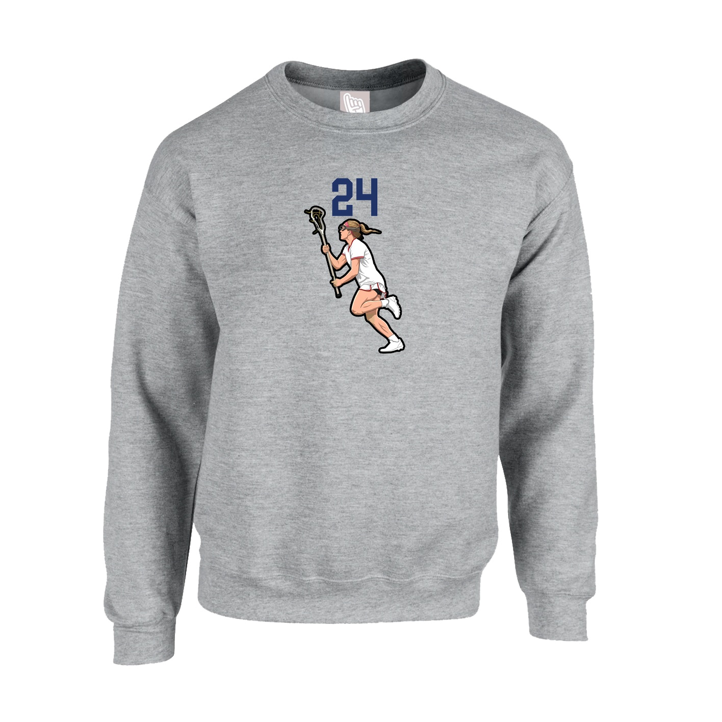 Fleece Crew — Number Top in Grey