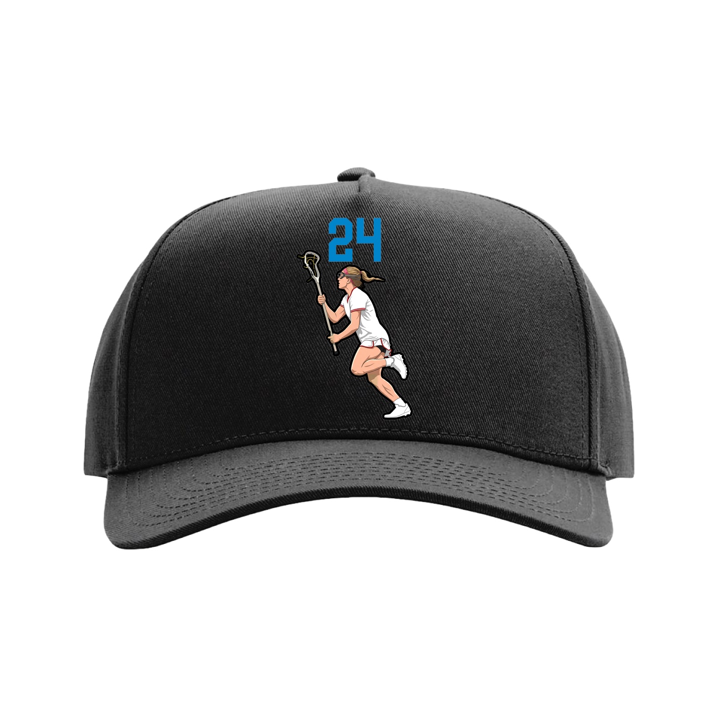 Full Fabric Five-Panel Champ Cap — Number Top in Black