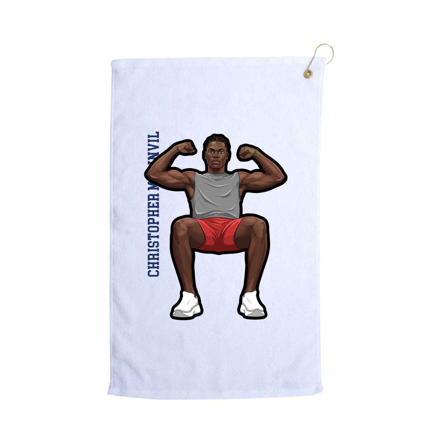 Golf Towel — Name Vertical in White