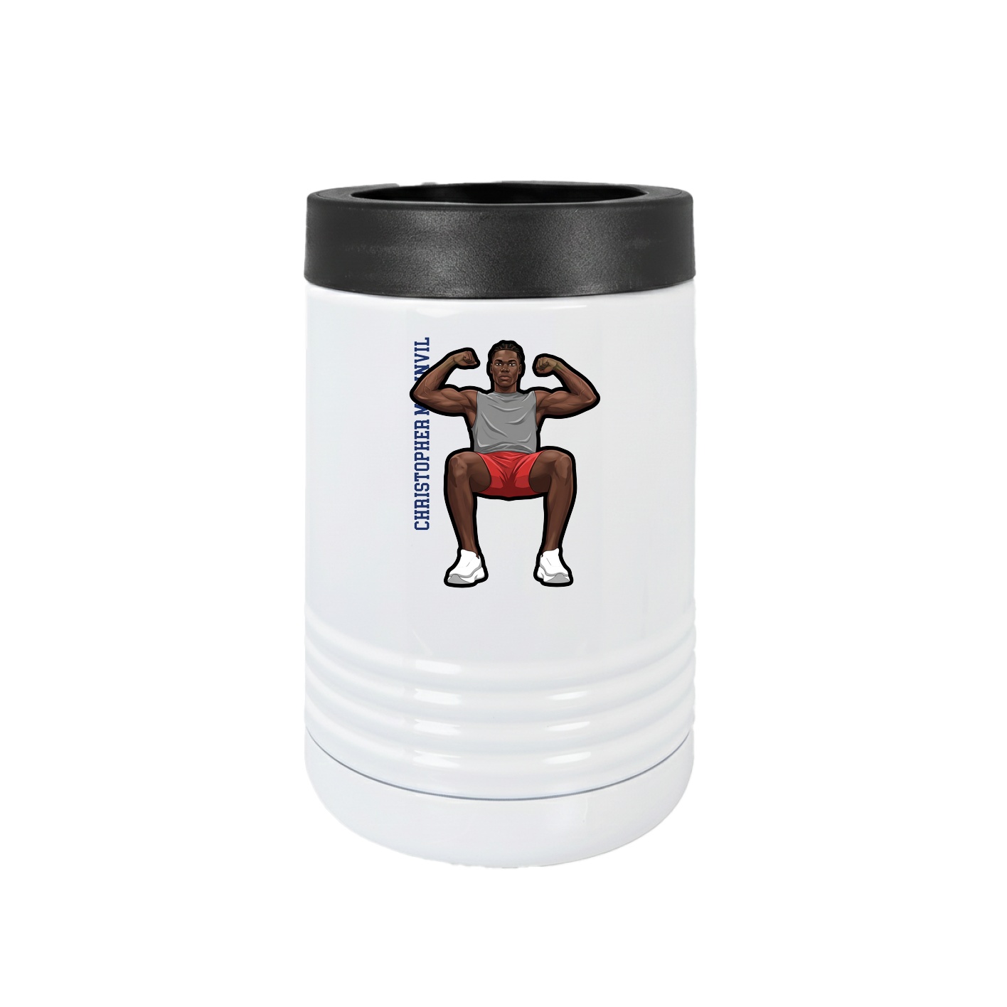 Beverage Holder — Name Vertical in White