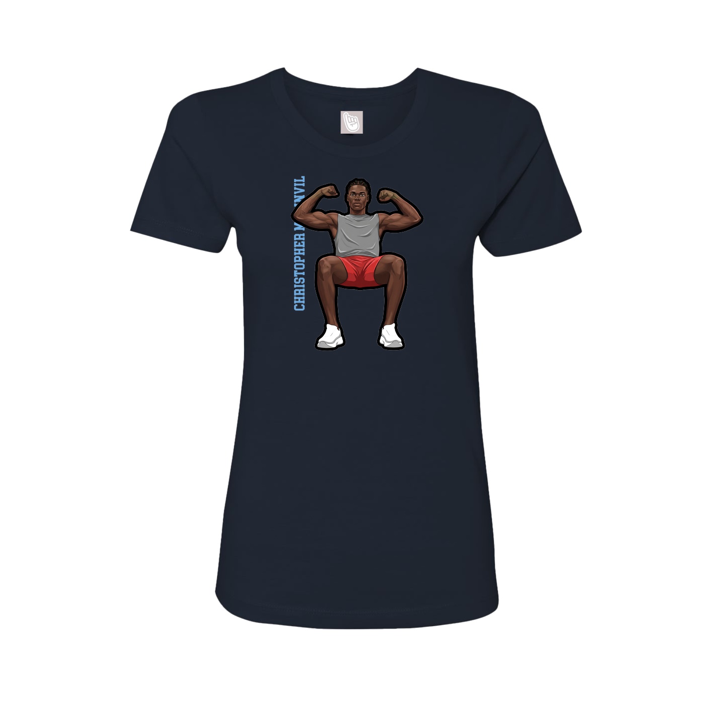 Fitted Women's Tee — Name Vertical in Navy