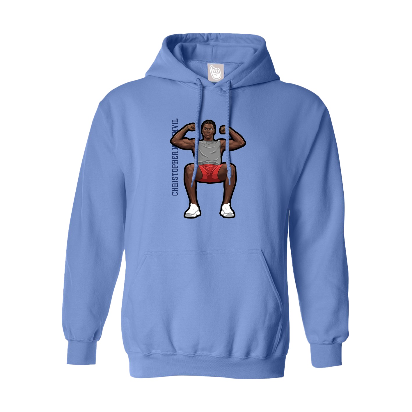 Youth Hoodie — Name Vertical in Powder Blue