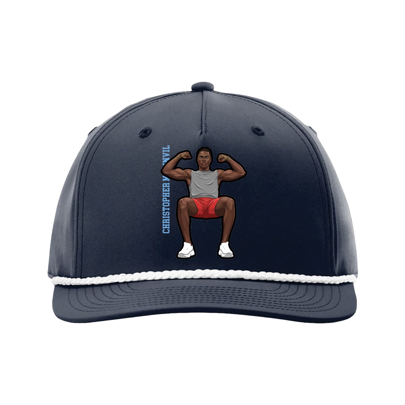 Five-Panel Classic Rope Cap — Name Vertical in Navy