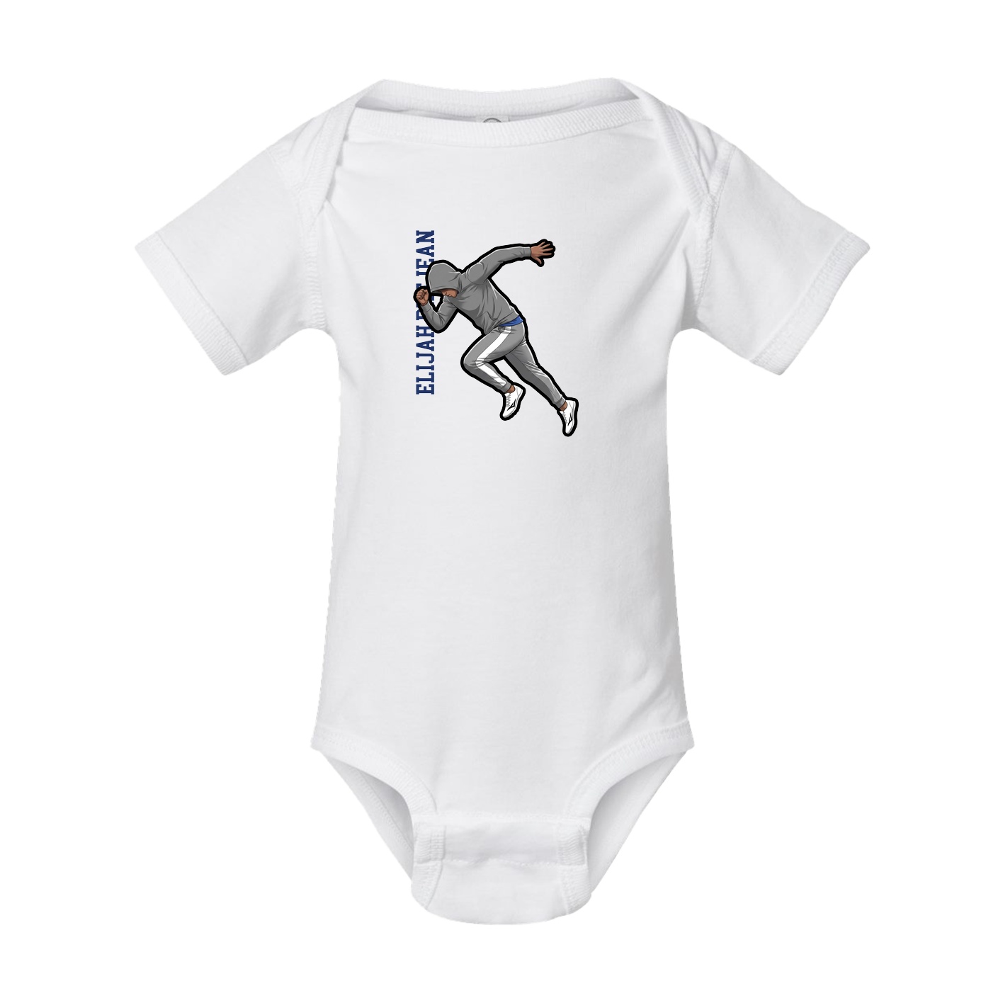 Baby Onesie — Name Vertical in White