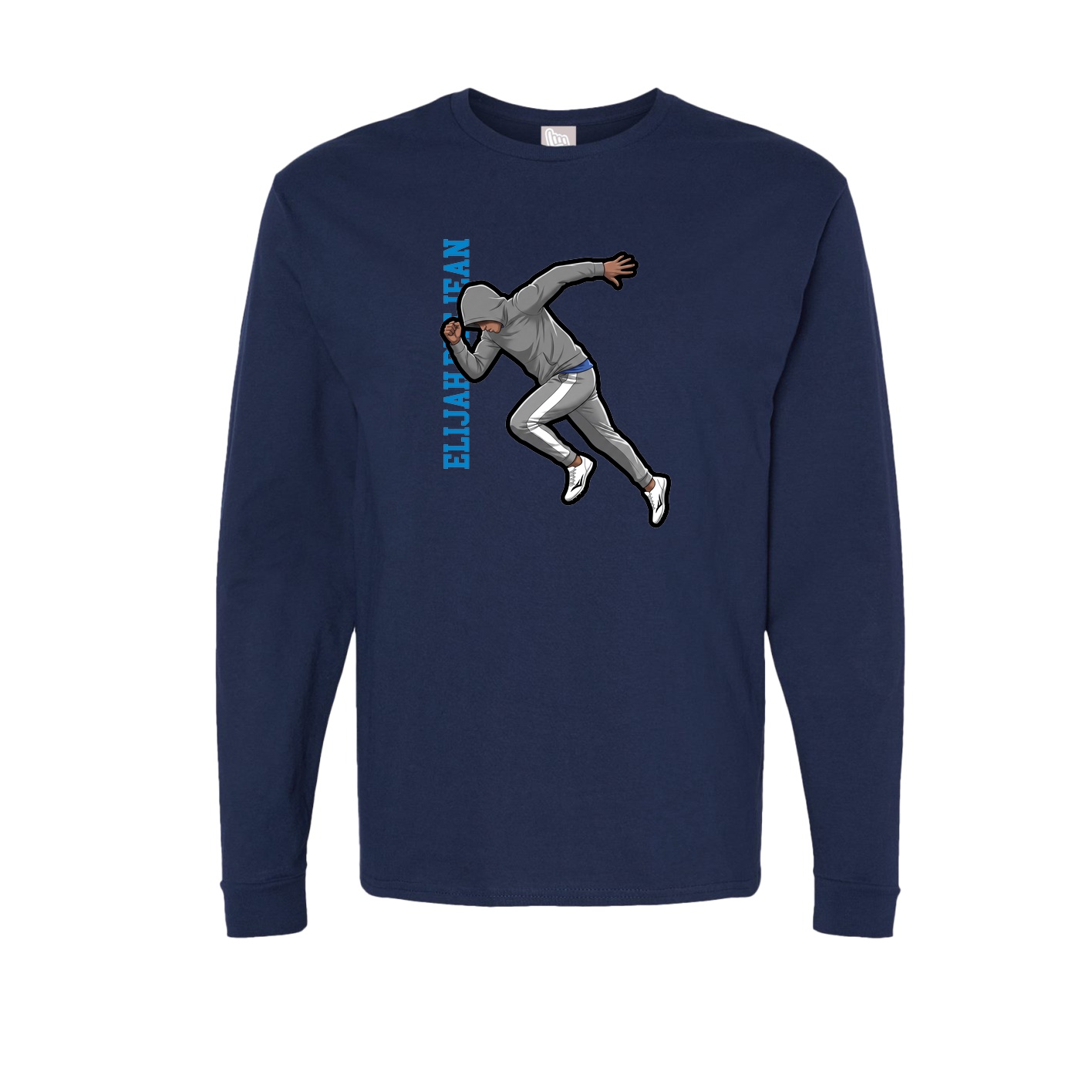 Long Sleeve Tee — Name Vertical in Navy