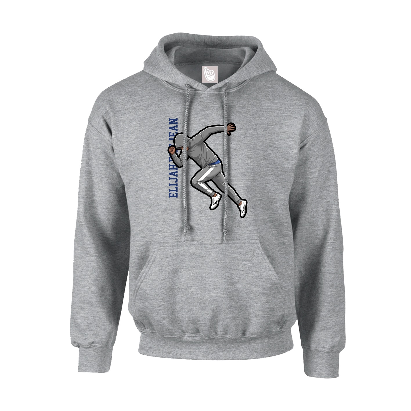 Hoodie — Name Vertical in Grey