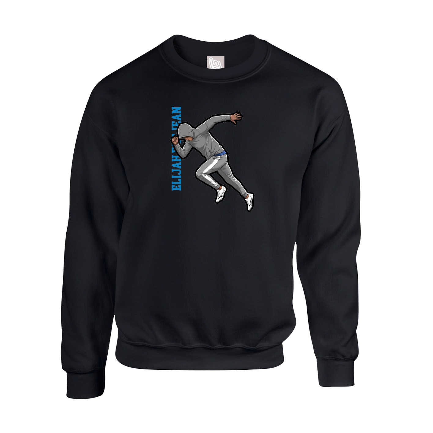 Fleece Crew — Name Vertical in Black