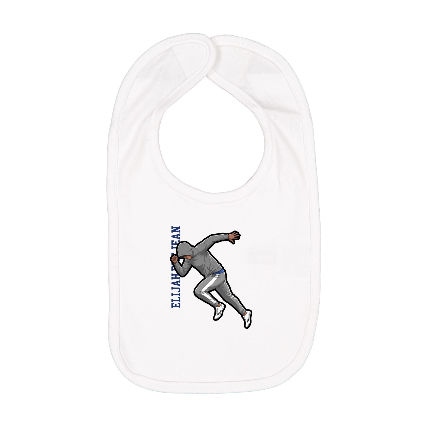 Infant Bib — Name Vertical in White