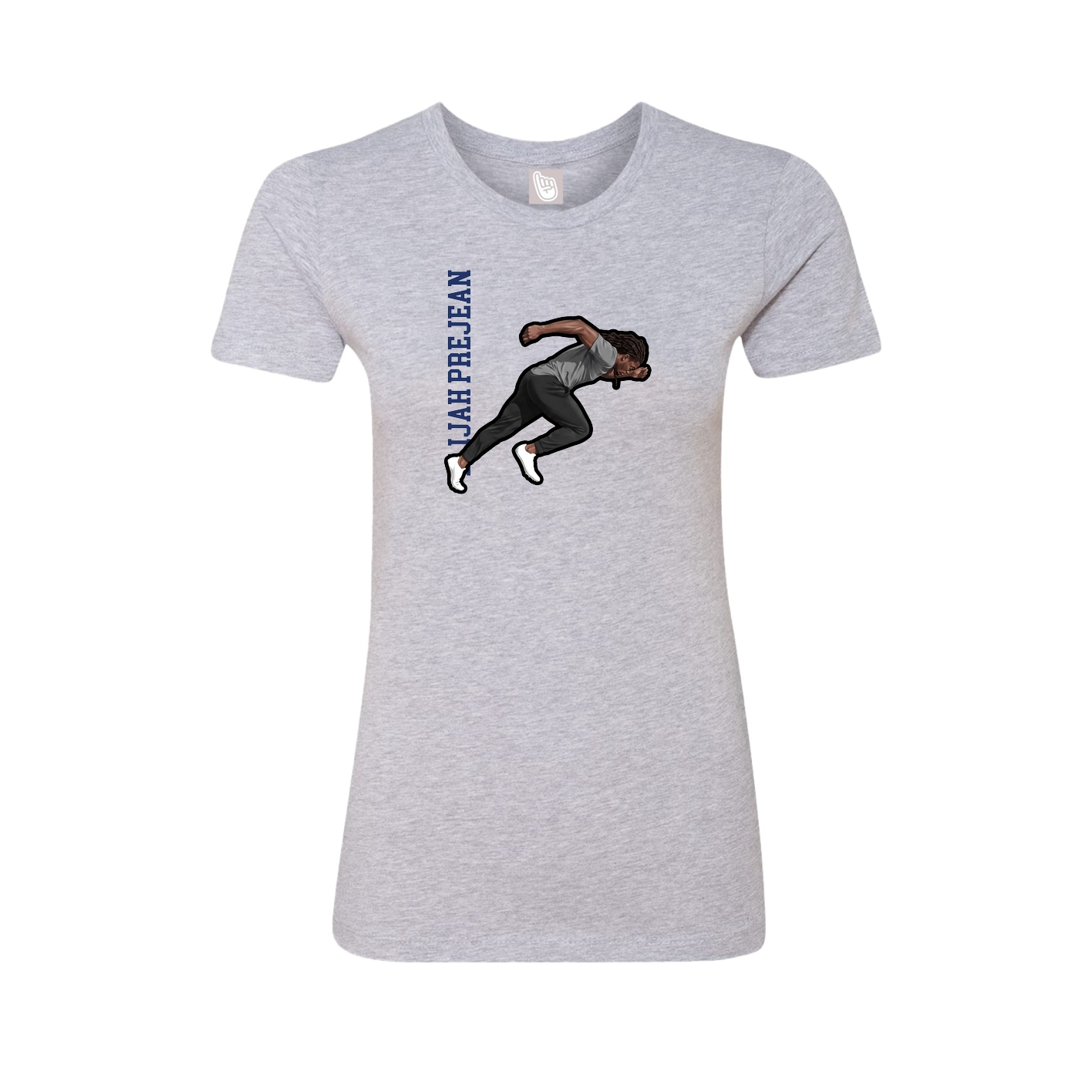 Fitted Women's Tee — Name Vertical in Grey