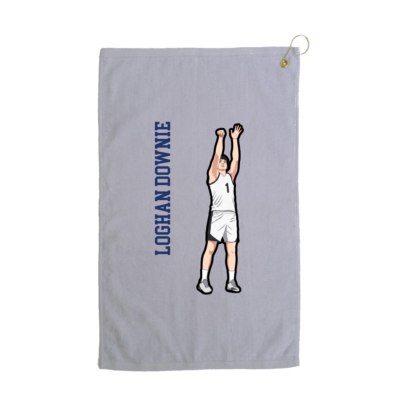 Golf Towel — Name Vertical in Grey